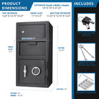 Steel Digital Keypad Large Locker Depository Safe in Black, 14 x 14 x 27.25 inches - Grand Goldman