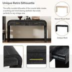 TREXM Unique Retro Silhouette Console Table with Open Style, Two Top Drawers for Entrance, Dinning Room, Living Room (Antique Black) - Grand Goldman Shop