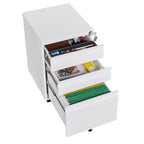 Modern 3-Drawer Mobile Filing Cabinet with Lock, White Metal Office Storage, Legal/Letter Size - Grand Goldman
