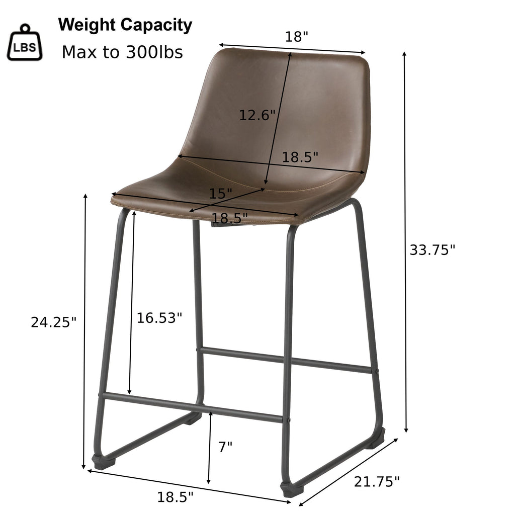 Vintage Style Brown 24-Inch Counter Stool (Set of 2) - Grand Goldman Shop