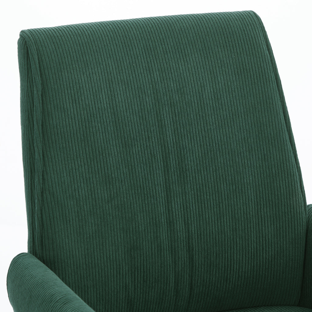 Ergonomic Mid-Back Office Chair with Striped Fabric, Green Corduroy, 25.2L x 24.0W x 39.0H inches | Premium Home Decor - Gran