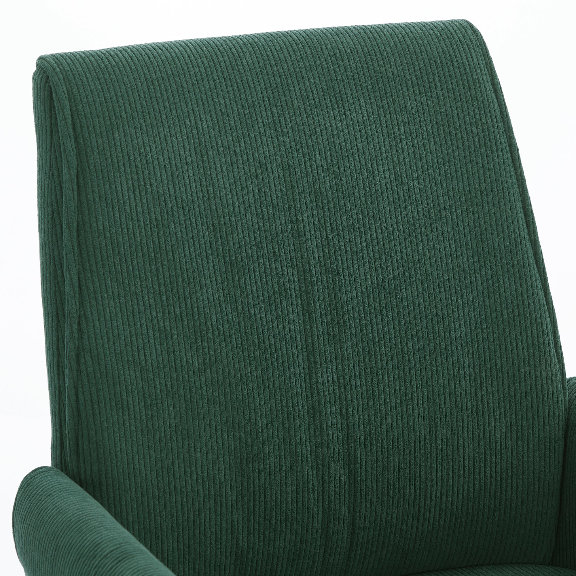 Ergonomic Mid-Back Office Chair with Striped Fabric, Green Corduroy, Adjustable Lumbar Support, Ideal for Work, Study, or Rel