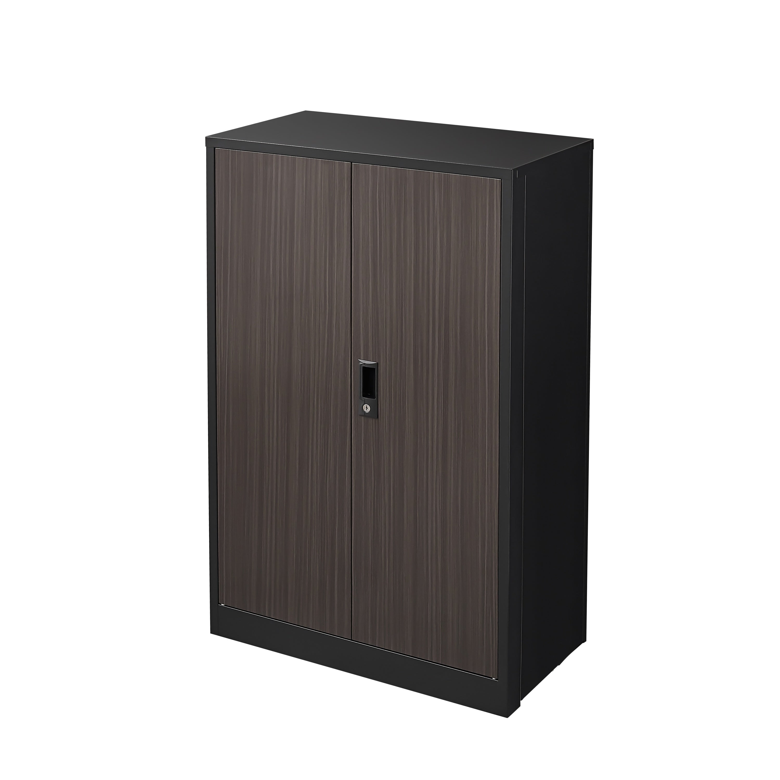 Black Metal Storage Cabinet with Locking Doors and Adjustable Shelf, Folding Filing Cabinet for Home Office, School, Garage, 