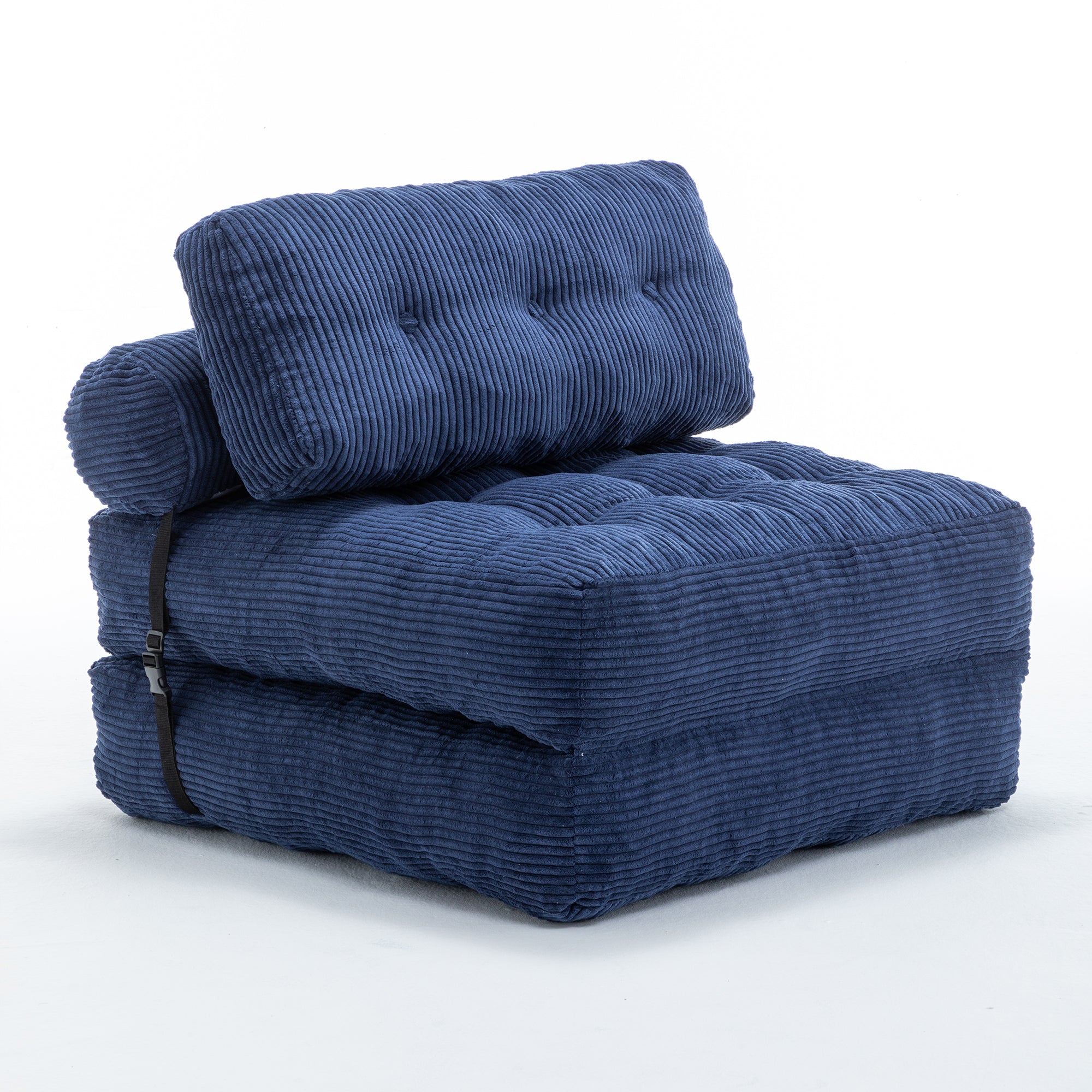 Folding Sofa Bed, Convertible Sleeper Chair with Pillow Foldable Mattress with Back Support, Portable Fold Out Chair Bed Comfy Floor Sofa Lounge for Living Room Bedroom, Dark Blue, Single - Grand Goldman Shop