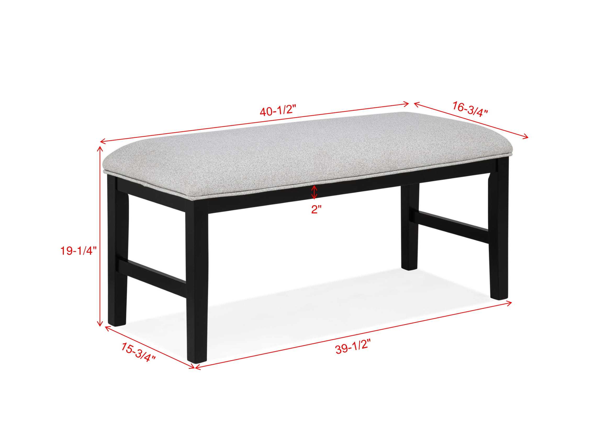 1pc Light Gray Upholstered Bench Soft Neutral Tone Dark Finish Legs Wooden Dining Room Furniture - Grand Goldman Shop