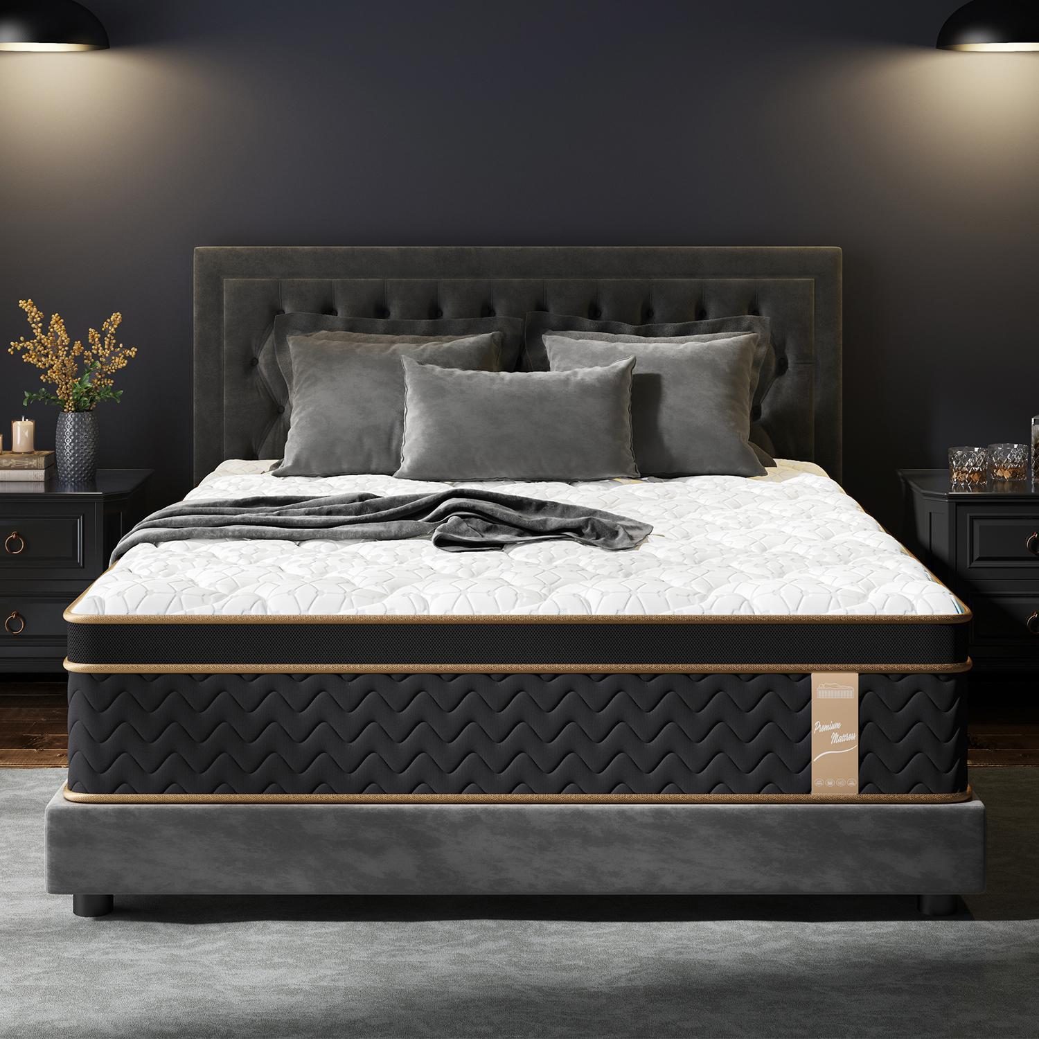 Queen Mattress, 10 Inch Plush Hybrid Mattress with Gel Memory Foam, Fiberglass-Free Mattress in a Box, Individual Pocket Spring-Motion Isolation-Edge Support, CertiPur-US Certified - Grand Goldman Shop
