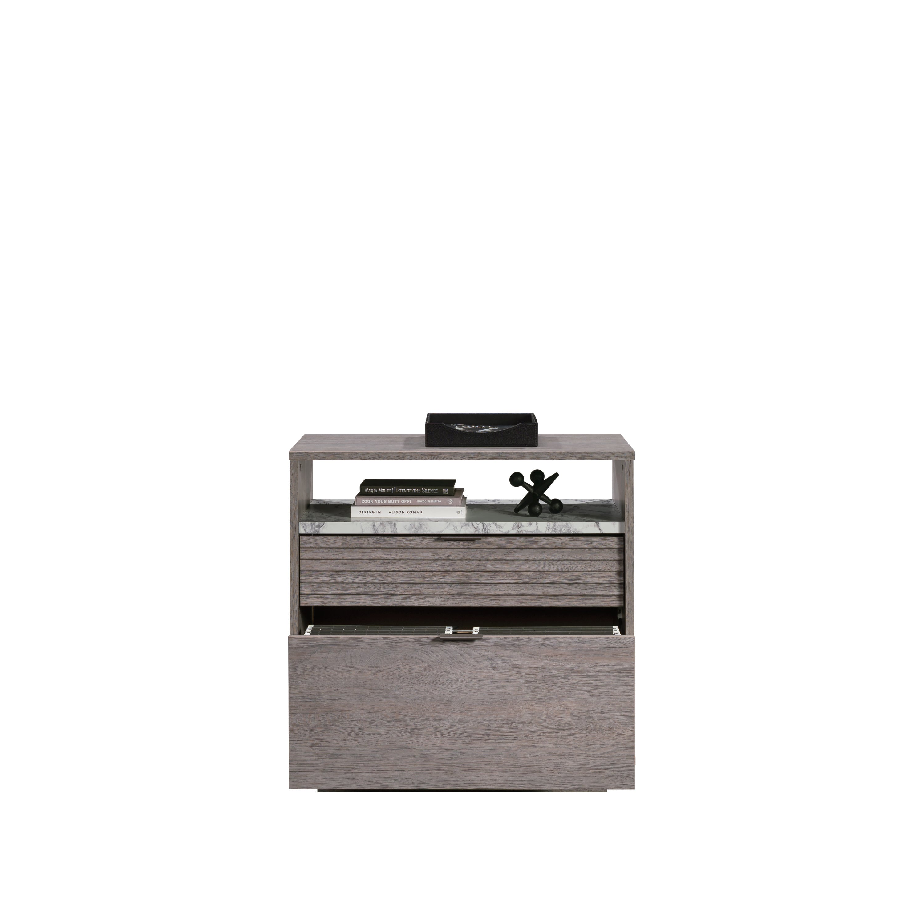 Lateral File with Two Drawers, Medium Gray finish - Grand Goldman