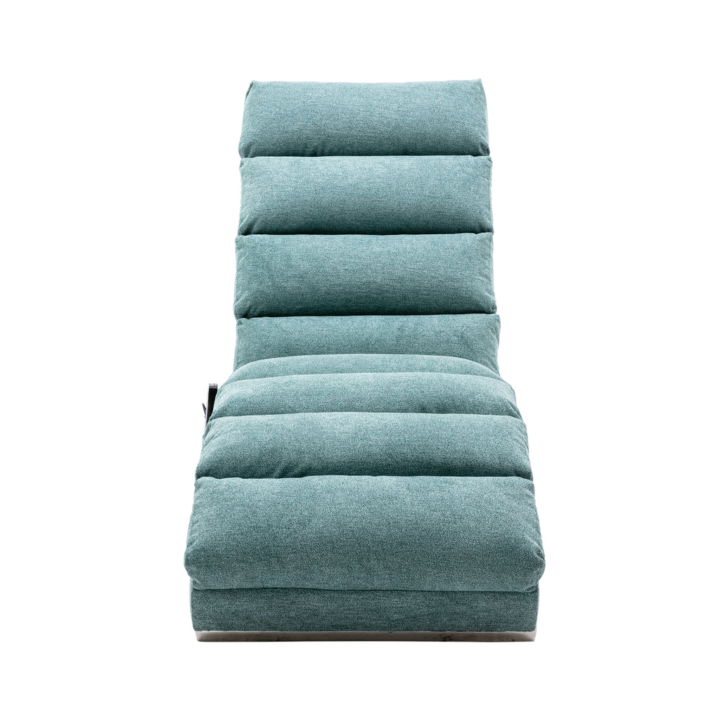 Ergonomic Electric Massage Chaise Lounge with Remote Control, Teal Linen Upholstery, 5 Modes for Relaxation - Grand Goldman Shop