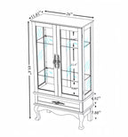 Lighted Glass Cabinet Glass Wine Cabinet Curio Display Cabinet with Adjustable Glass Shelves 2 Doors and 1 drawer Cabinet Bulb Included OAK - Grand Goldman Shop