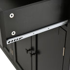 Kitchen Island Cart with Solid Wood Top and Locking Wheels,54.3 Inch Width,4 Door Cabinet and Two Drawers,Spice Rack, Towel Rack (Black) - Grand Goldman Shop