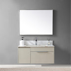 Montary 31inch bathroom stone vanity top carrara gold color with undermount ceramic sink and single faucet hole with backsplash - Grand Goldman Shop