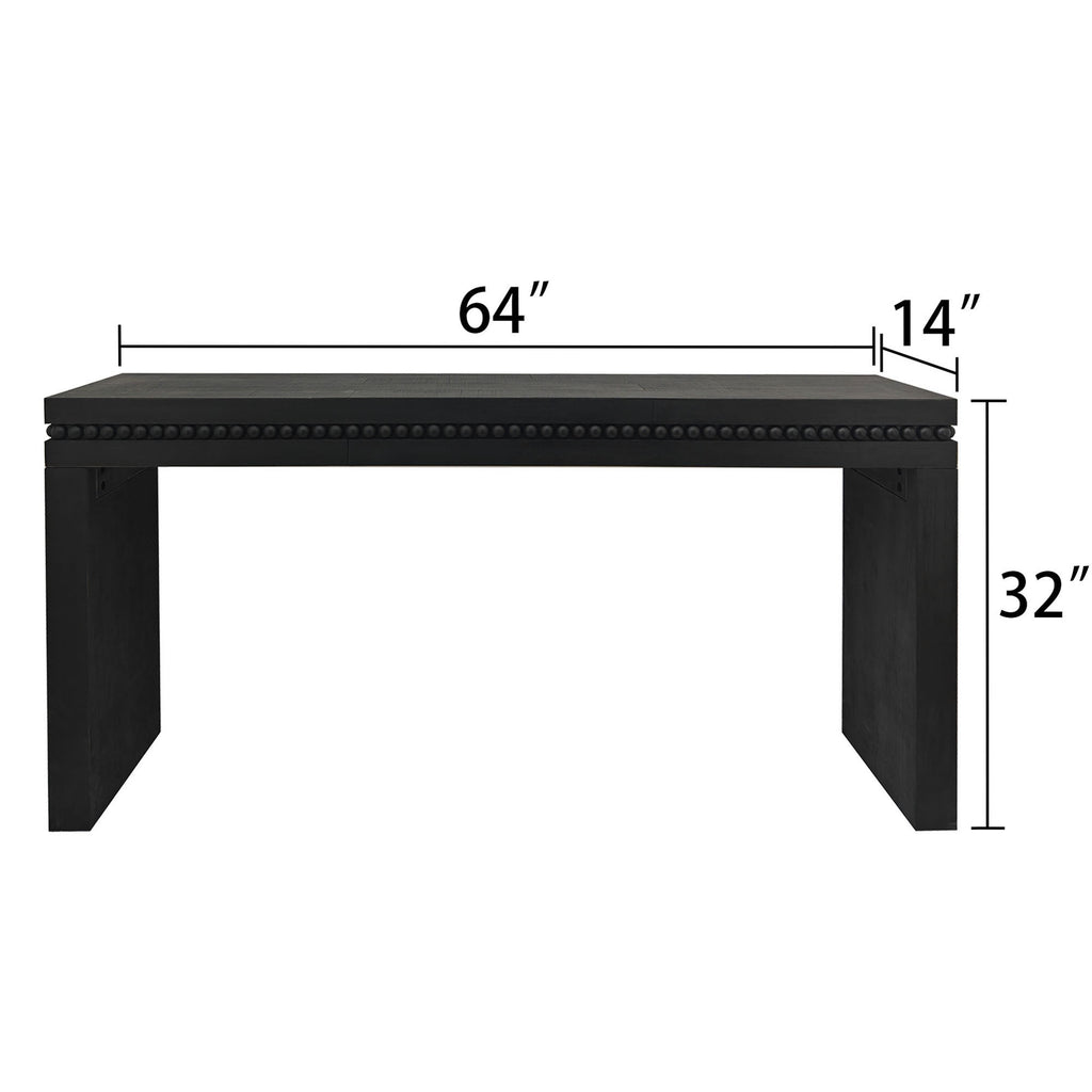 Modern Black Engineered Wood Console Table with Real Wood Bead Trim - Farmhouse Entryway Sofa Table for Living Room, Hallway - Grand Goldman Shop