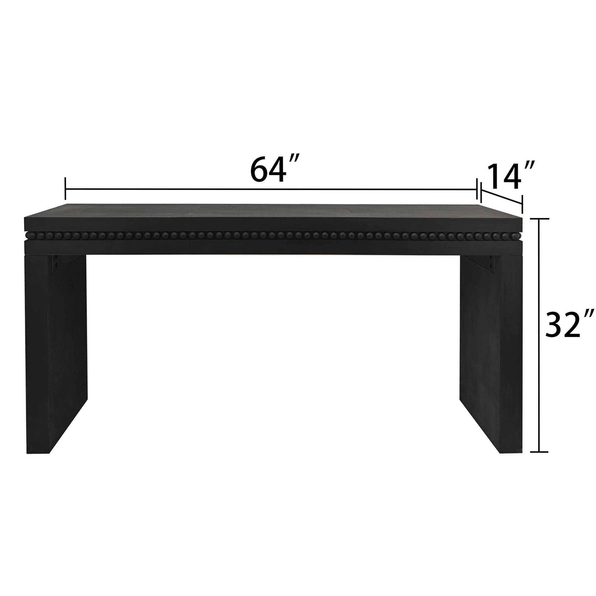 Modern Black Engineered Wood Console Table with Real Wood Bead Trim - Farmhouse Entryway Sofa Table for Living Room, Hallway - Grand Goldman Shop
