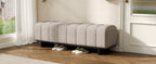 Indoor Dining Bench in Oatmeal Chenille Fabric with Rubber Wood Legs, Comfortable Seating for Dining Room or Living Area - Grand Goldman Shop