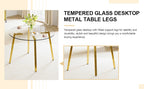Modern minimalist style circular transparent tempered glass table, tempered glass tabletop, golden metal legs, suitable for kitchen, dining room, and living room, 42 '* 42' * 29.5 '1123r - Grand Goldman Shop
