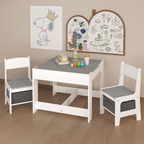 Kids Table and Chair Set, 3 in 1 Wooden Activity Table with Storage Drawer for Toddlers Drawing, Reading, Crafts, 2 in 1 Deta