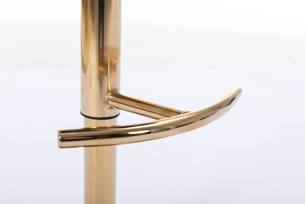 Set of 2  Bar Stools,with Chrome Footrest and Base Swivel Height Adjustable Mechanical Lifting Velvet + Golden Leg Simple Bar Stool-Green - Grand Goldman Shop