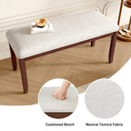 Upholstered Bench for Bedroom End of Bed,38-inch Entryway Bench for Living Room,Dining Bench with Padded Seat and Solid Wood Leg for Kitchen Bedroom,Indoor and Hallway (Bench, Beige+Cherry) - Grand Goldman Shop