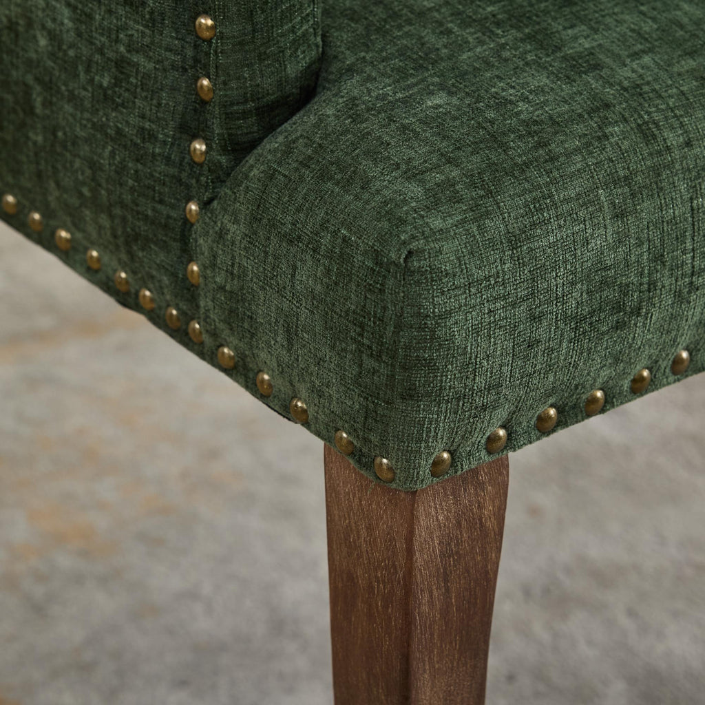 Upholstered Chenille Fabric Accent Dining Chair, Curved Solid Wood Legs, Elegant Tufted Club Dining Room Kitchen Room Arm Dining Chair, Single Pack,Olive Green,SW1895OL - Grand Goldman Shop