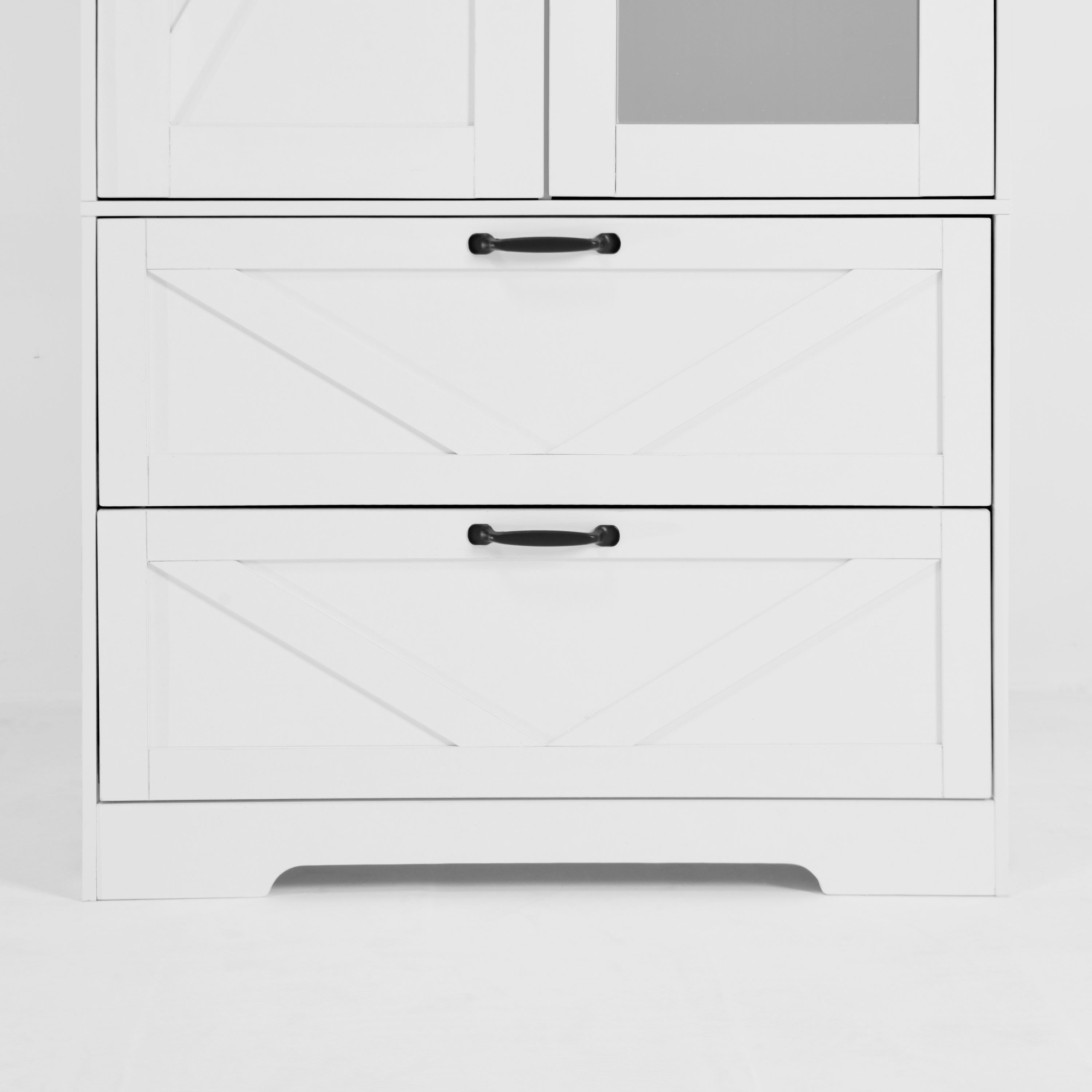 2 Door Wood Wardrobe for Bedroom with Hanging Clothing Rod inside the Cabinet and 2 Drawers for Storage Organization, Built-in induction light Multifunctional Closet with Mirror, White - Grand Goldman Shop