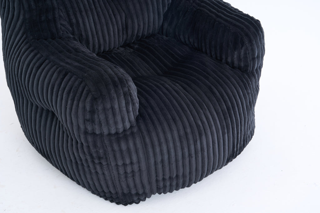 010-Soft Fluffy Corduroy Fabric Bean Bag Chair Filled With Memory Sponge,Black - Grand Goldman Shop