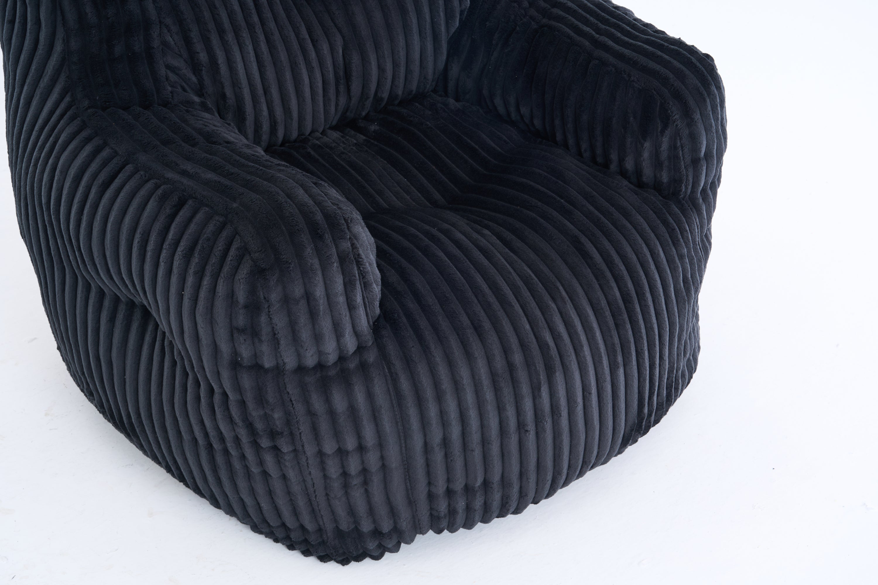 010-Soft Fluffy Corduroy Fabric Bean Bag Chair Filled With Memory Sponge,Black - Grand Goldman Shop