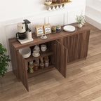 Buffet Cabinet with Storage, 62.60' Sideboard Cabinet with 4 Doors & Shelves, Wooden Kitchen Coffee Bar Credenza Storage for Living Room, Hallway Walnut - Grand Goldman Shop