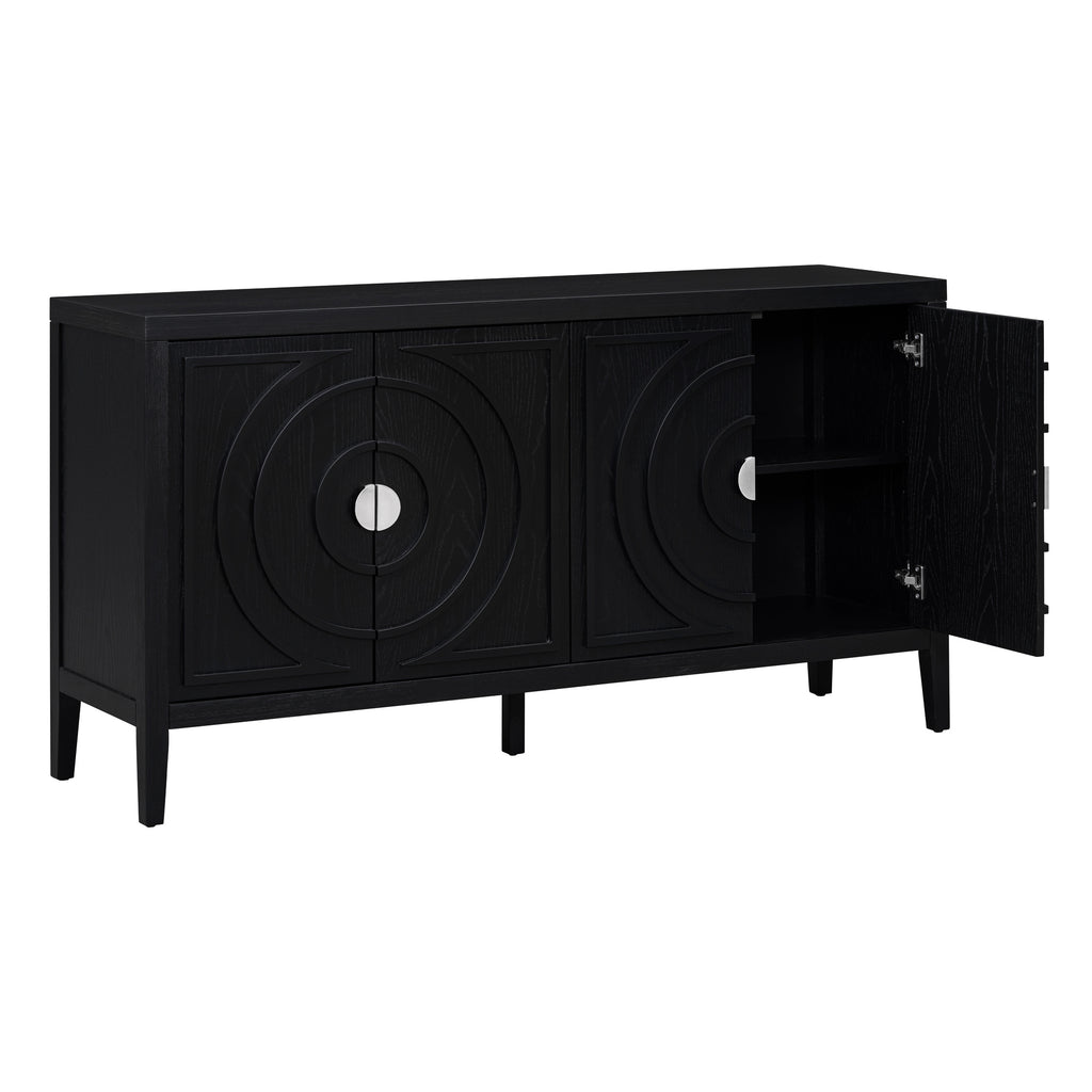 TREXM Retro Sideboard door with Circular Groove Design Round Metal Door Handle for Entrance, Dinning Room, Living Room (Black) - Grand Goldman Shop