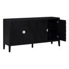 TREXM Retro Sideboard door with Circular Groove Design Round Metal Door Handle for Entrance, Dinning Room, Living Room (Black) - Grand Goldman Shop