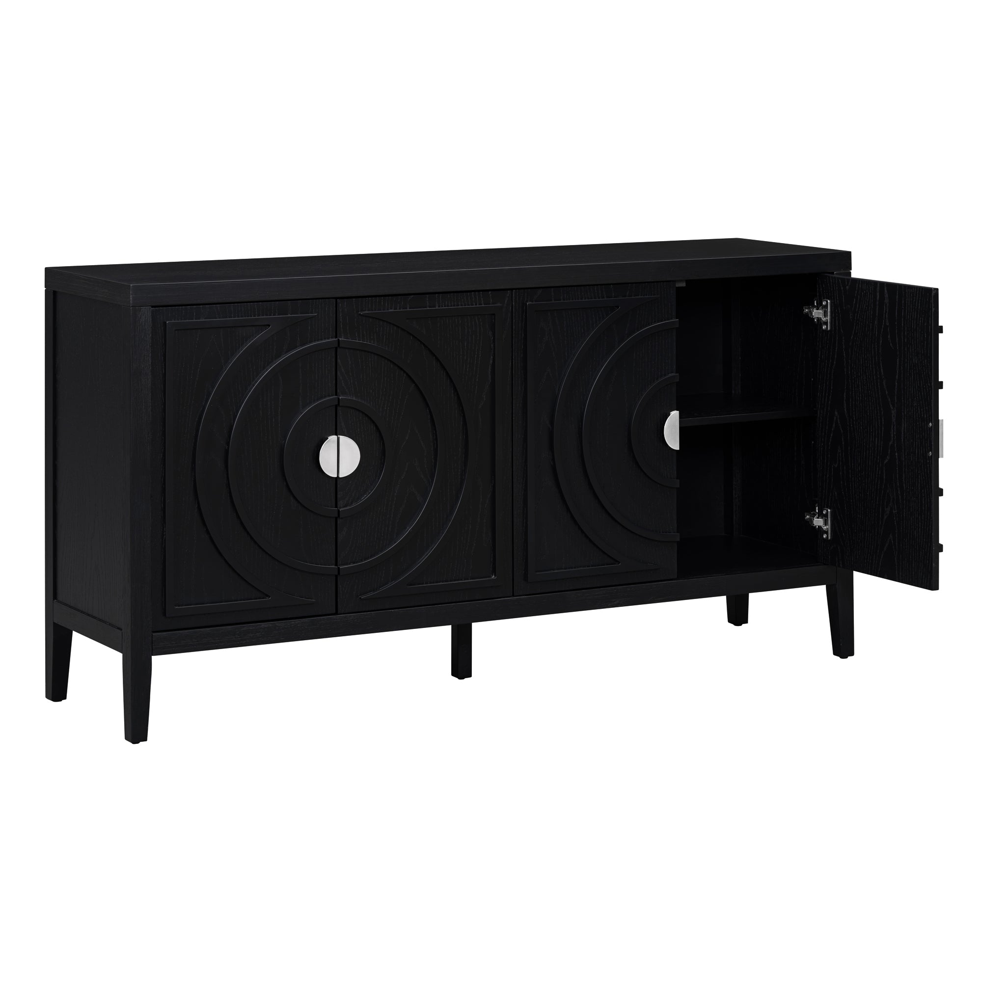 TREXM Retro Sideboard door with Circular Groove Design Round Metal Door Handle for Entrance, Dinning Room, Living Room (Black) - Grand Goldman Shop