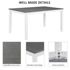 Modern 6-Piece Dining Table Set with Bench and Chairs for Dining Room or Kitchen – Grey & White Two-Tone - Grand Goldman Shop