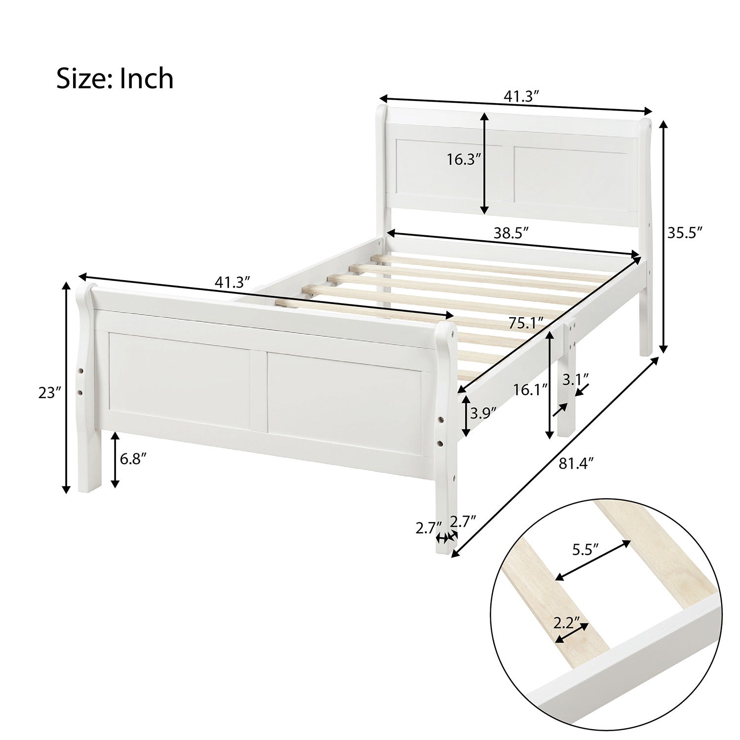 Minimalist Wood Platform Bed Twin Mattress Foundation with Headboard Footboard Solid Wood Support - Grand Goldman Shop