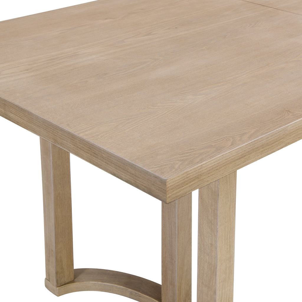 Contemporary 69 Inches Dining Table with U-Shaped Trestle Base in Light Ash Solid Wood and MDF - Grand Goldman Shop