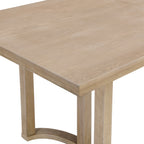 Contemporary 69 Inches Dining Table with U-Shaped Trestle Base in Light Ash Solid Wood and MDF - Grand Goldman Shop