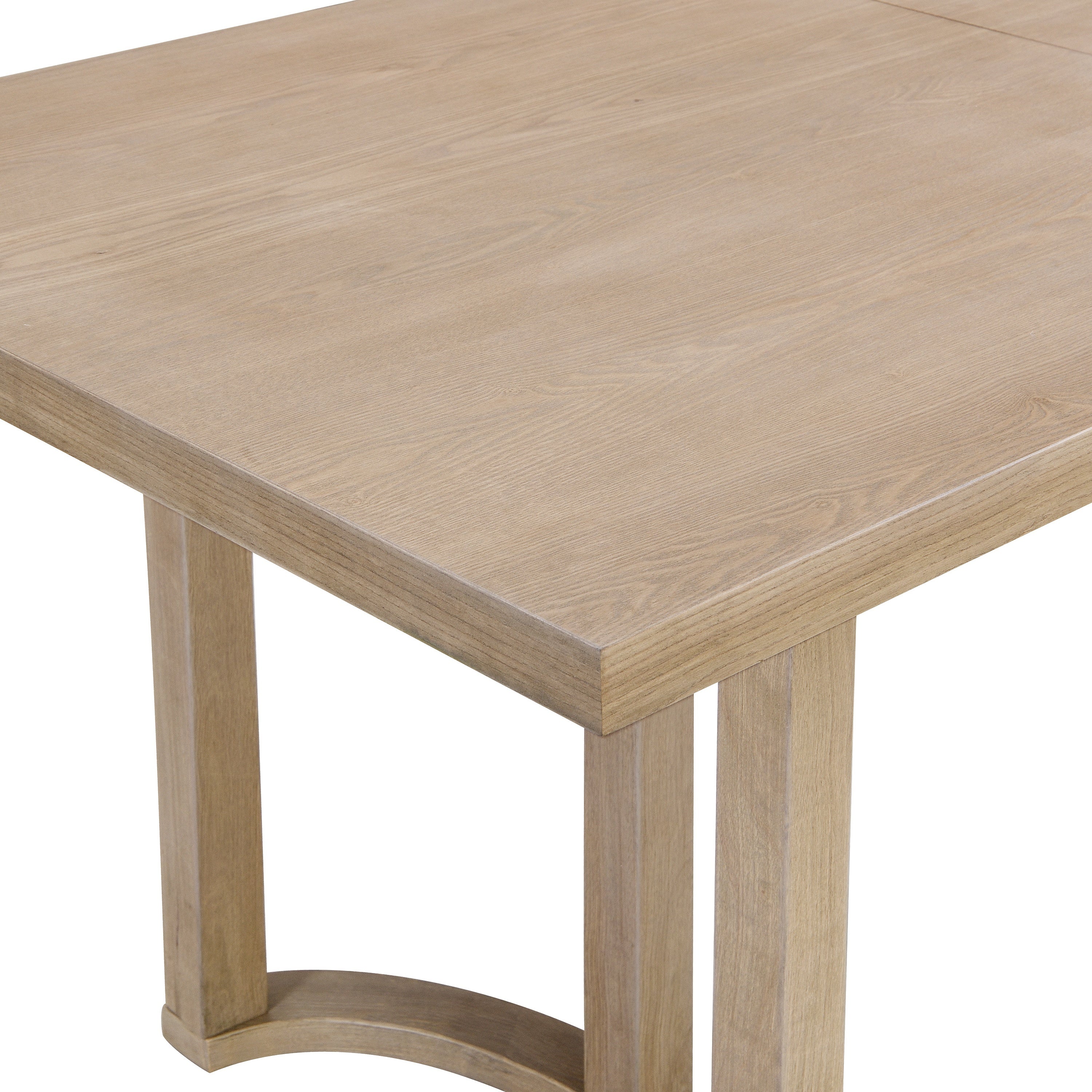 Contemporary 69 Inches Dining Table with U-Shaped Trestle Base in Light Ash Solid Wood and MDF - Grand Goldman Shop