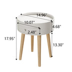 Modern White Nightstand with Storage Drawer & Oak Legs, 18' Bedside Table for Bedroom or Living Room, MDF Construction - Grand Goldman Shop