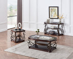 End table,  Glass table top, MDF W/marble paper middle shelf, powder coat finish metal legs. (26.3'Lx26.3'Wx24'H) - Grand Goldman Shop
