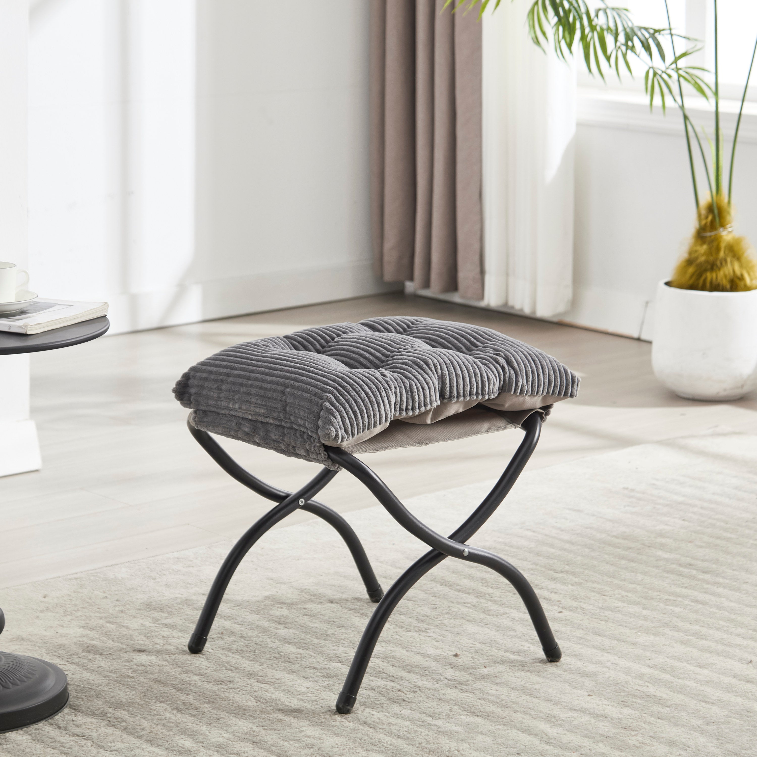 Lazy Chair with Ottoman, Modern Lounge Accent Chair with Armrests and a Side Pocket, Leisure Upholstered Sofa Chair Reading Chair with Footrest for Small Space, Corner Chair-Grey - Grand Goldman Shop