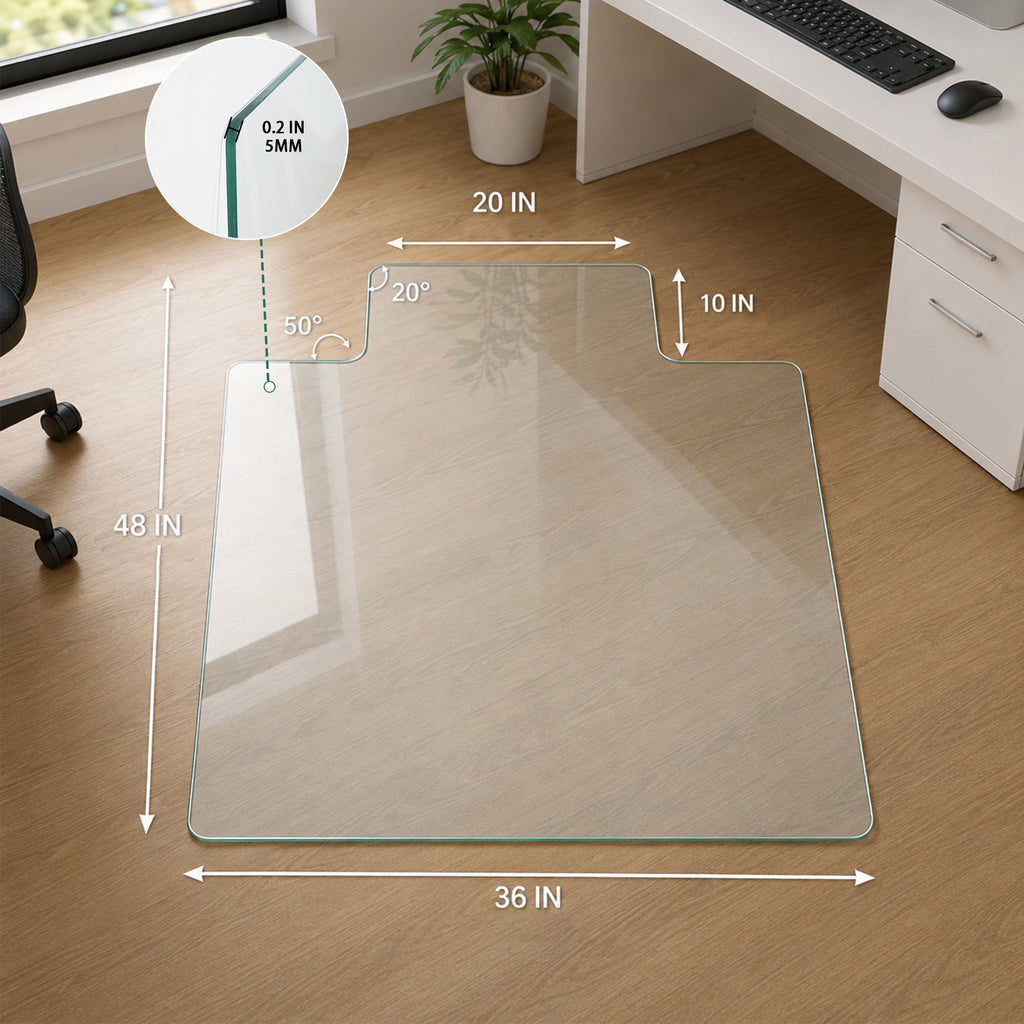 CLEAR Irregular Tempered Glass Chair Mat 36X47 INCH - Grand Goldman