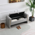 Modern Teddy Upholstered Storage Bench with Arms and Comfy Teddy Fabric in Grey - Grand Goldman Shop