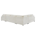 Modern Oversized U-shaped Sectional Sofa with Chaise Lounge in Beige Corduroy, 129' - Grand Goldman Shop