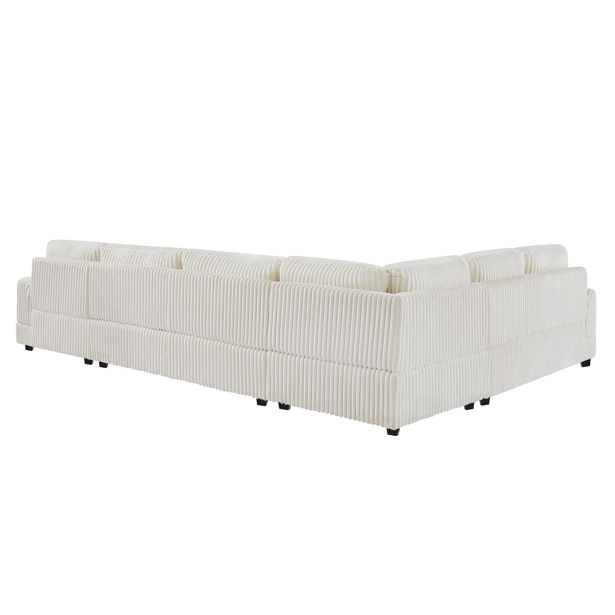 Modern Oversized U-shaped Sectional Sofa with Chaise Lounge in Beige Corduroy, 129' - Grand Goldman Shop