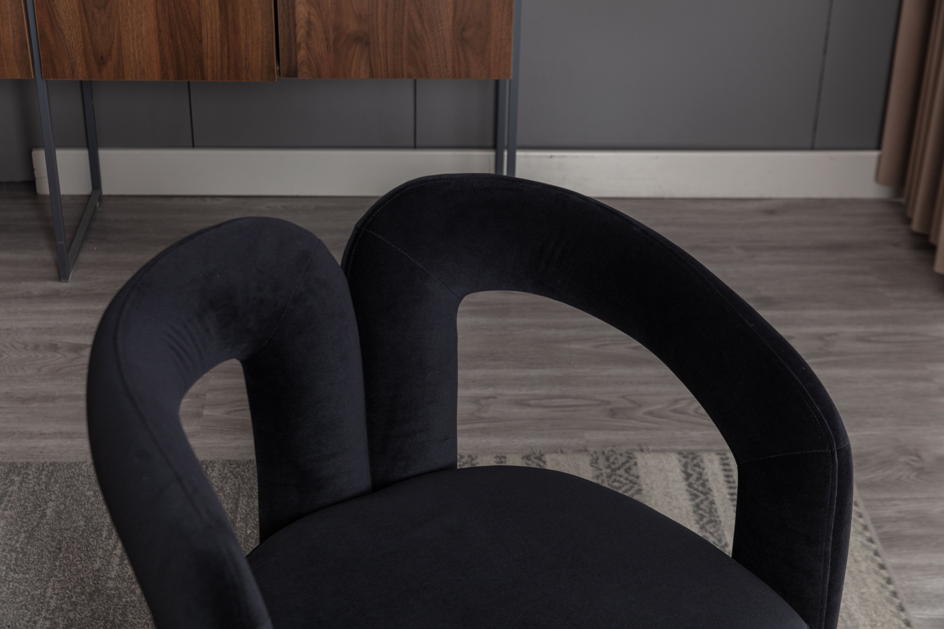 Contemporary Designed Velvet Fabric Upholstered Accent/Dining Chair /Barrel Side Chairs Kitchen Armchair for Living Room set of 2 (Black Velvet) - Grand Goldman Shop