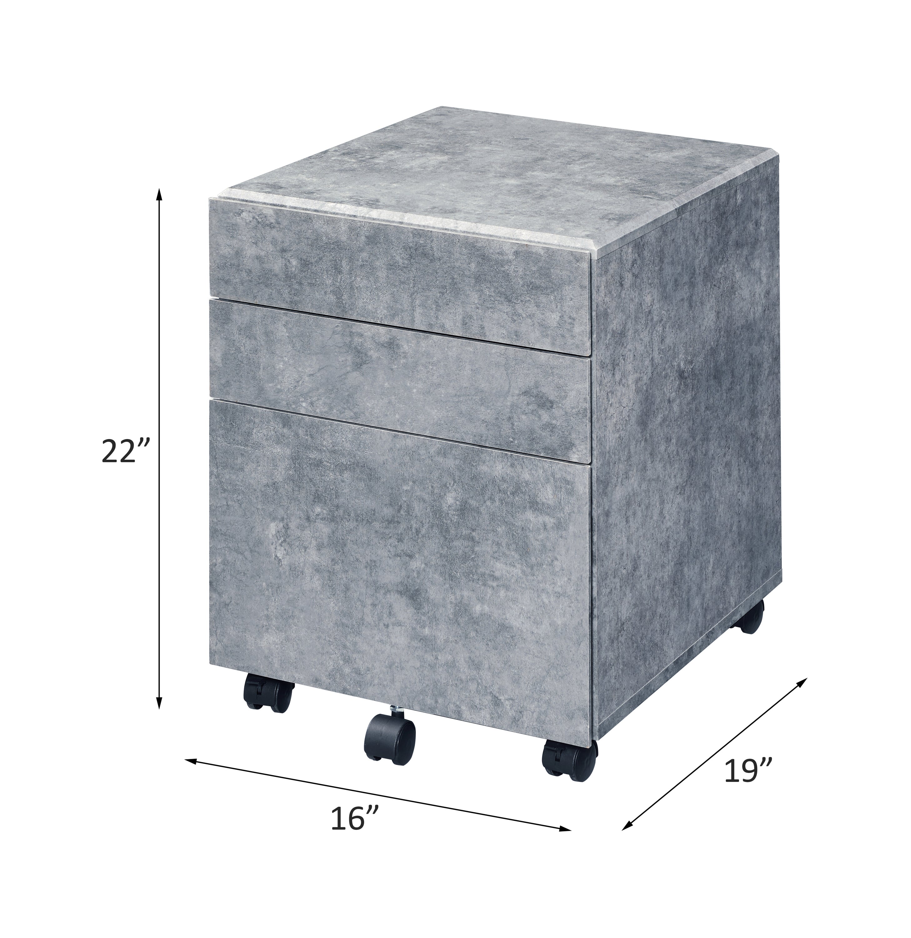 Jurgen Faux Concrete & Silver Finish File Cabinet - Grand Goldman