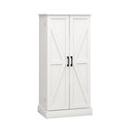 50' LED Kitchen Pantry Cabinet,Freestanding Buffet Cupboards Sideboard with 2 Doors with Racks and 2 Adjustable Shelves for Kitchen, Living Room and Dinning Room-White - Grand Goldman Shop