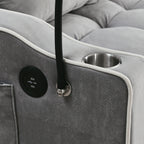 55.51 inch versatile foldable sofa bed in 3 lengths, modern sofa sofa sofa velvet pull-out bed, adjustable back and with USB port and ashtray and swivel phone stand (Grey) - Grand Goldman Shop