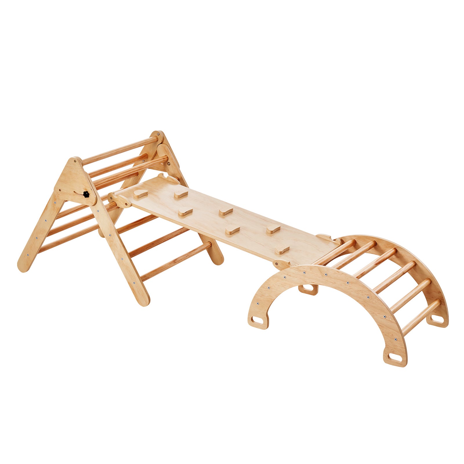 Pikler Triangle Set, 5 in 1 Toddler Climbing Toys Indoor Playground, Ramp, and Arch, Montessori Climbing Set with Triangle, L