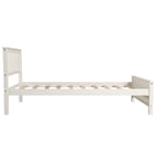 Twin Size Wood Platform Bed with Headboard, Footboard, Wood Slat Support, White Finish - Grand Goldman Shop
