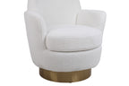Teddy Swivel Barrel Chair, Swivel Accent Chairs Armchair for Living Room, Reading Chairs for Bedroom Comfy, Round Barrel Chairs with Gold Stainless Steel Base (Ivory) - Grand Goldman Shop