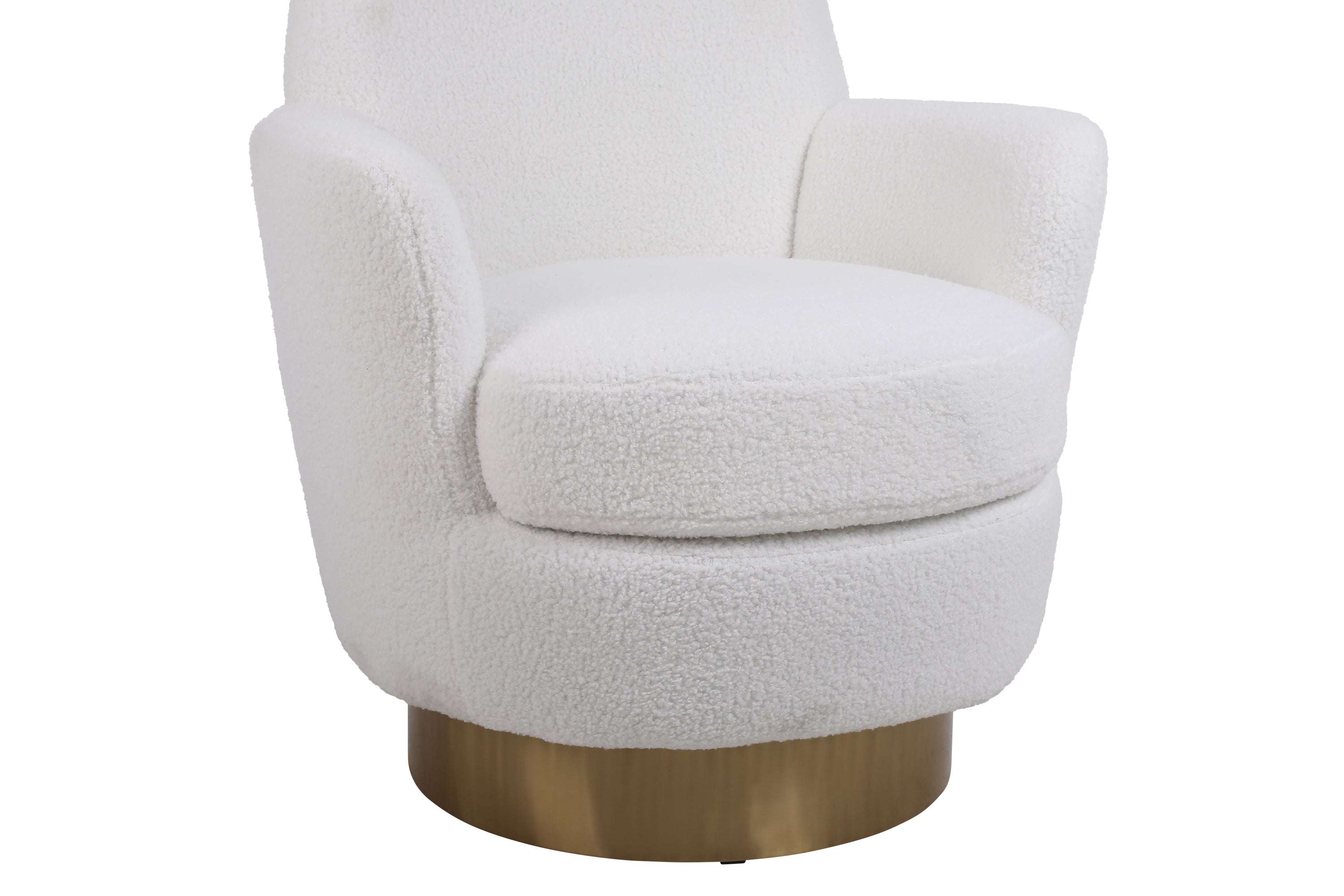 Teddy Swivel Barrel Chair, Swivel Accent Chairs Armchair for Living Room, Reading Chairs for Bedroom Comfy, Round Barrel Chairs with Gold Stainless Steel Base (Ivory) - Grand Goldman Shop